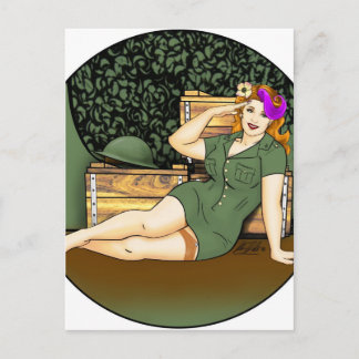 Postal Pin-Up del ejército