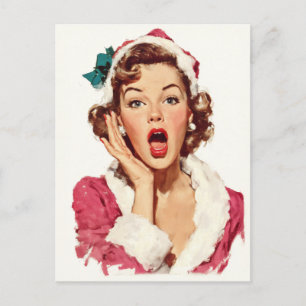 Postal Pin-Up Navideño Retro Sorprendido
