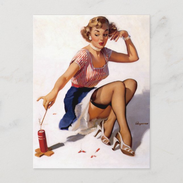 Postal Pin-Up Patriótico (Anverso)