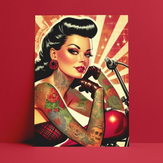 Postal Pin-up Retro Biker (Subido por el creador)