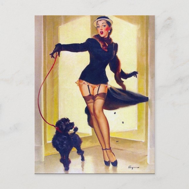 Postal Pin-Up with Poodle (Anverso)