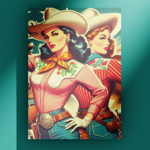 Postal Pin-ups Retro Cowgirls