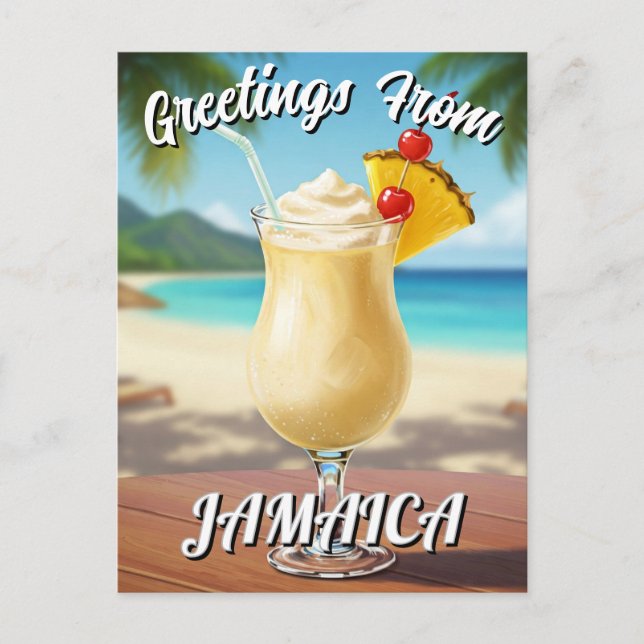 Postal Pina Colada Jamaica Beach Travel (Anverso)