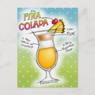 POSTAL PINA COLADA RECIPE COCKTAIL ART
