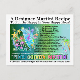Postal Pina Colada Tropical Martini Postcard