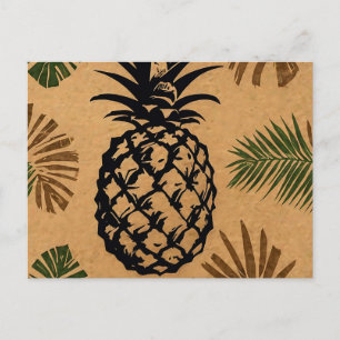 Postal Piña con hojas tropicales