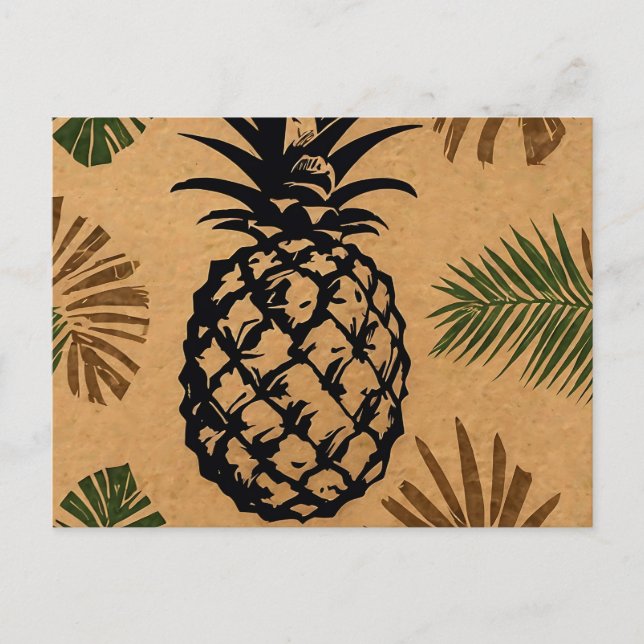 Postal Piña con hojas tropicales (Anverso)