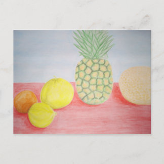 Postal Piña con pintura de frutas