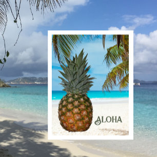 Postal Piña, Playa de Arena Blanca, Palma, Cielo Azul