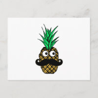 Piña tropical divertida con bigote en los ojos