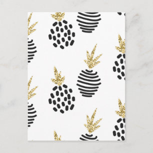 Postal piñas abstractas purpurina y negra.