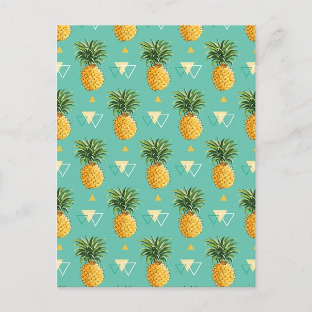 Postal Piñas Brillantes En Patrón Geométrico (Anverso)