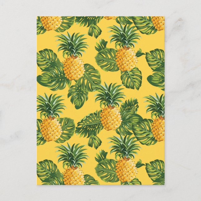 Postal Piñas y hojas tropicales con oro (Anverso)