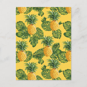Postal Piñas y hojas tropicales con oro