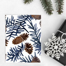 Postal Piñas y Ramas | Pintura de Invierno en Acuarela