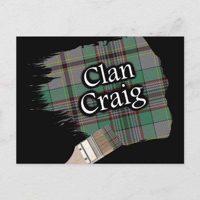 Postal Pincel de Tartán Escocés del Clan Craig (Anverso)