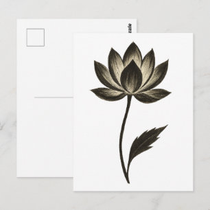 Postal Pincel de Tinta Loto – Diseño Floral Minimalista e