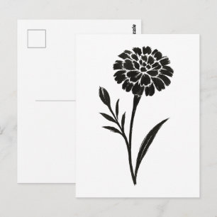 Postal Pincel de Tinta Marigold – Ilustración Floral en