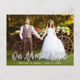 Postal Pincel Escritura Nuestro Aventura Comienza Boda Gr