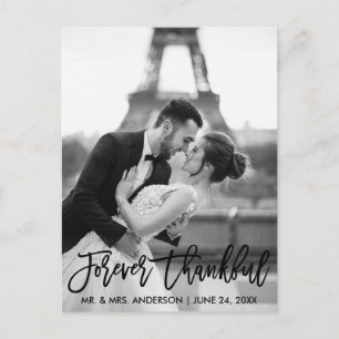 Postal Pincel Moderno de Bodas Agradecido por Siempre Fot
