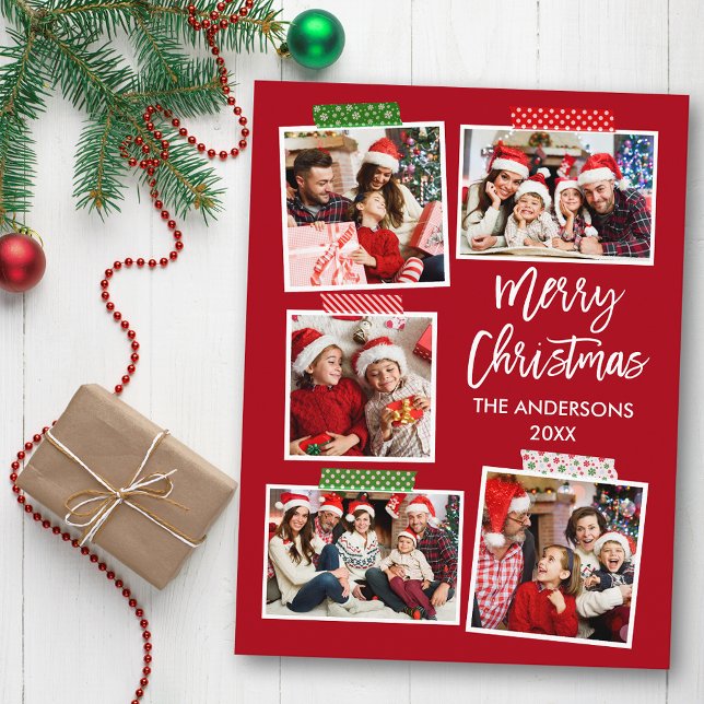 Postal Pincel Script Merry Cinta Cinta Cañón de Navidad R (Customize to change your personalized text size or text style.)