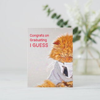 Postal Pincelada de Gato Enojado con Tema de Graduación