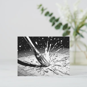 Postal Pincelada de pintura de estilo gráfico en blanco y