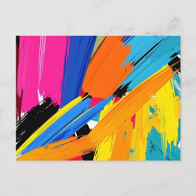 Postal Pinceladas vívidas abstractas modernas  (Anverso)