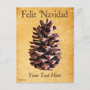 Postal Pine Cone En Papel De Vintage - Feliz Navidad