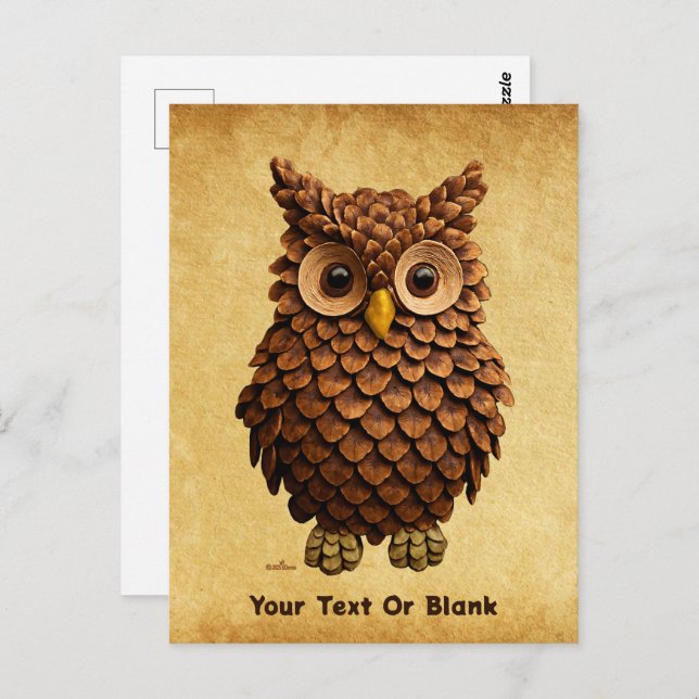 Postal Pine Cone Owl (Anverso / Reverso)