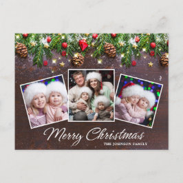 Postal Pine Cones Rusos Merry Christmas 3 Photo Holiday