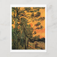 Pine Trees Red Sky Sunset Van Gogh Bella Artes