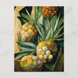 Postal Pineapple fruit in abstract modern painting.