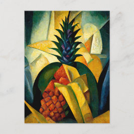 Postal Pineapple fruit in abstract modern painting.