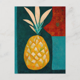 Postal Pineapple fruit in abstract modern painting.