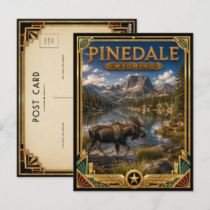 Postal Pinedale Wyoming Arte Deco Vintage Edad Dorada