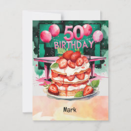 Postal Ping Pong 50° cumpleaños con pastel