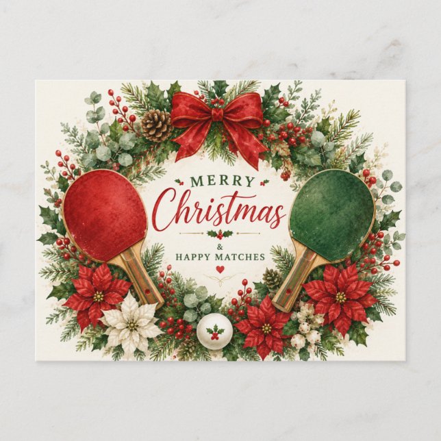 Postal Ping pong con tema de Navidad  (Anverso)