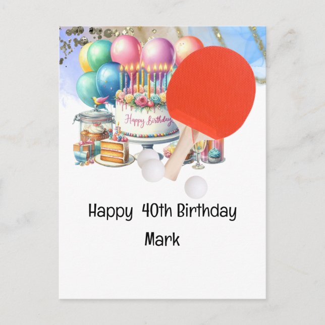 Postal Ping pong Mesa Tennis 40th Birthday Card Boss (Anverso)