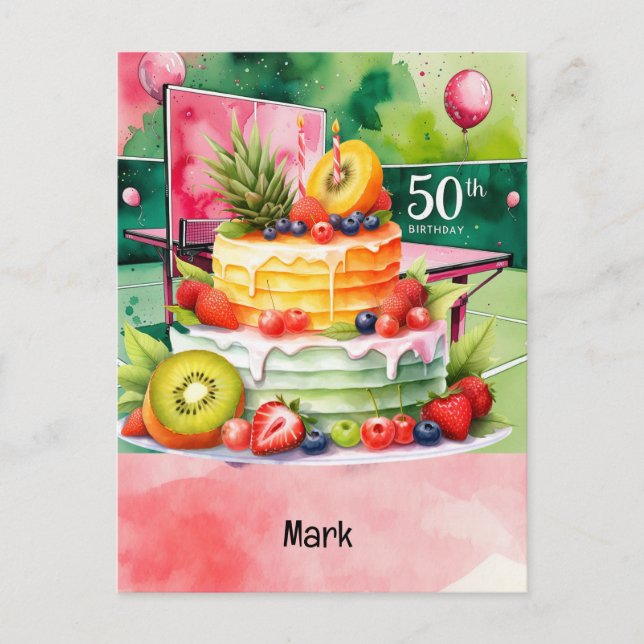 Postal Ping pong Mesa Tennis Birday Card (Anverso)