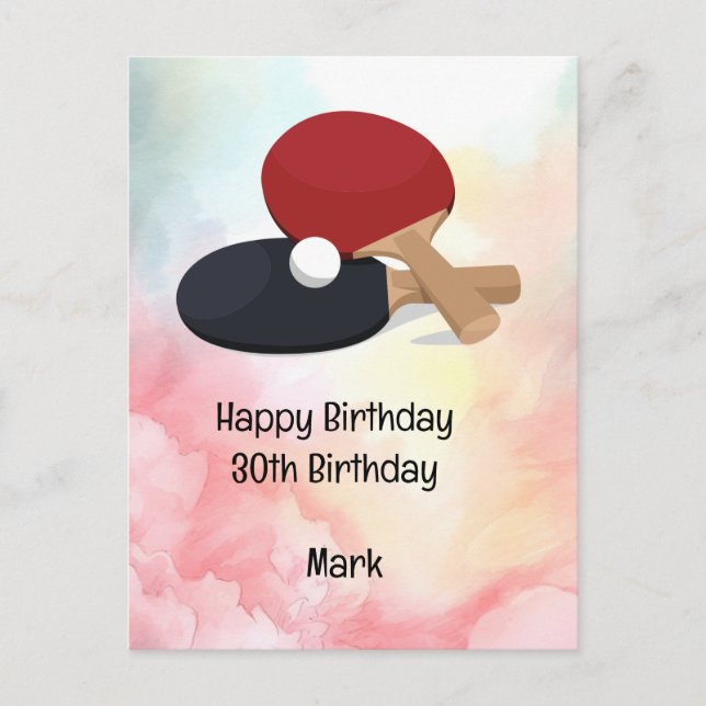 Postal Ping pong Mesa Tennis Birday Card (Anverso)