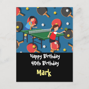 Postal Ping pong Mesa Tennis Birday Card
