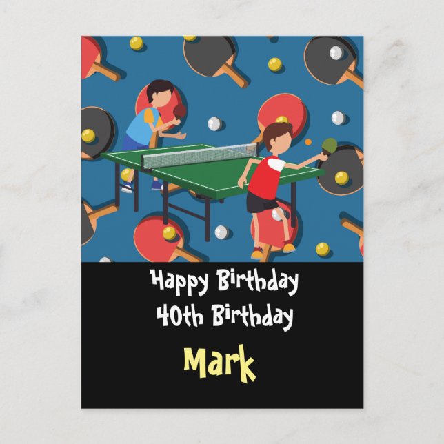 Postal Ping pong Mesa Tennis Birday Card (Anverso)