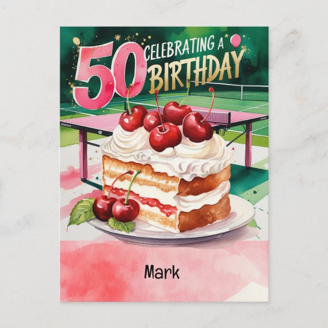 Postal Ping pong Mesa Tennis Birday Card (Anverso)