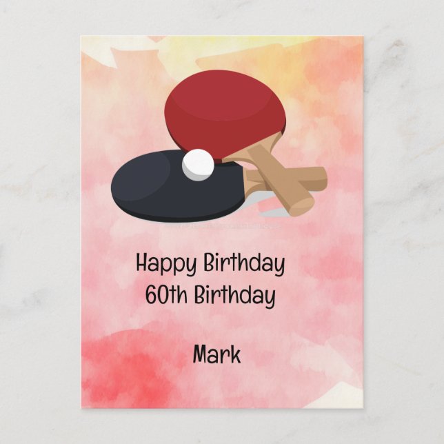 Postal Ping pong Mesa Tennis Birday Card (Anverso)