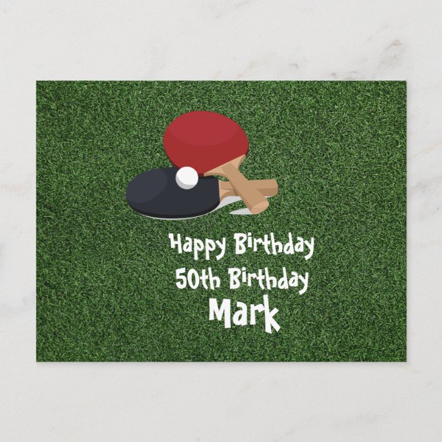 Postal Ping pong Mesa Tennis Birday Card (Anverso)