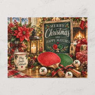 Postal Ping pong tema de Navidad