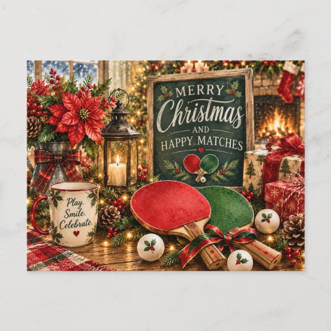 Postal Ping pong tema de Navidad  (Anverso)