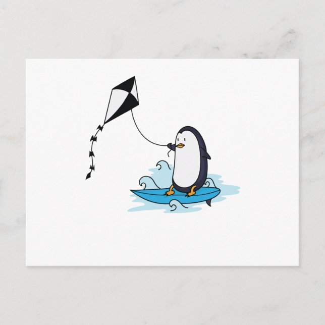 Postal Pinguin beim Kite Surfing (Anverso)