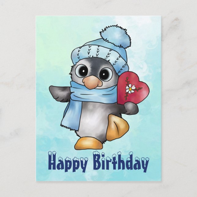 Postal Pinguin mit herz (Anverso)